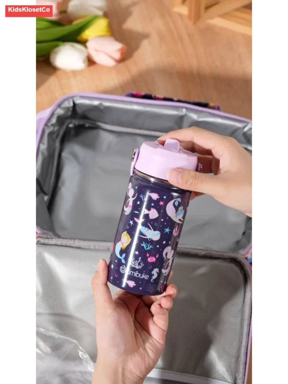 Kids Bento Lunch Box Set with Insulated Water Bottle, Lunch Bag, 4